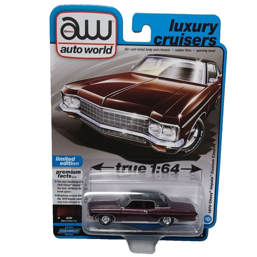 Auto World 1970 Chevy Impala Custom Coupe  1:64 Diecast Car Luxury Cruisers VeA